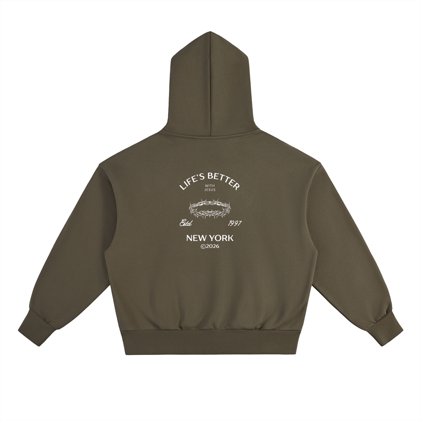 BETTER WITH JESUS HEAVYWEIGHT HOODIE OLIVE