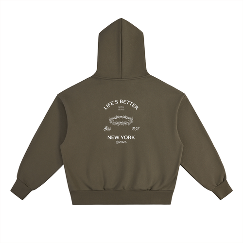 BETTER WITH JESUS HEAVYWEIGHT HOODIE OLIVE
