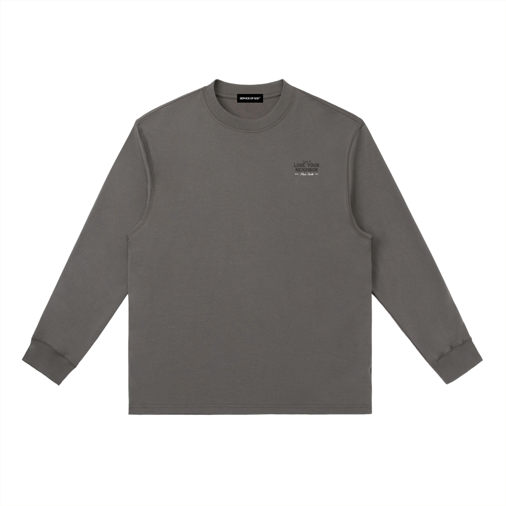 WOMENS LOVE YOUR NEIGHBOR LONG SLEEVE DARK GRAY