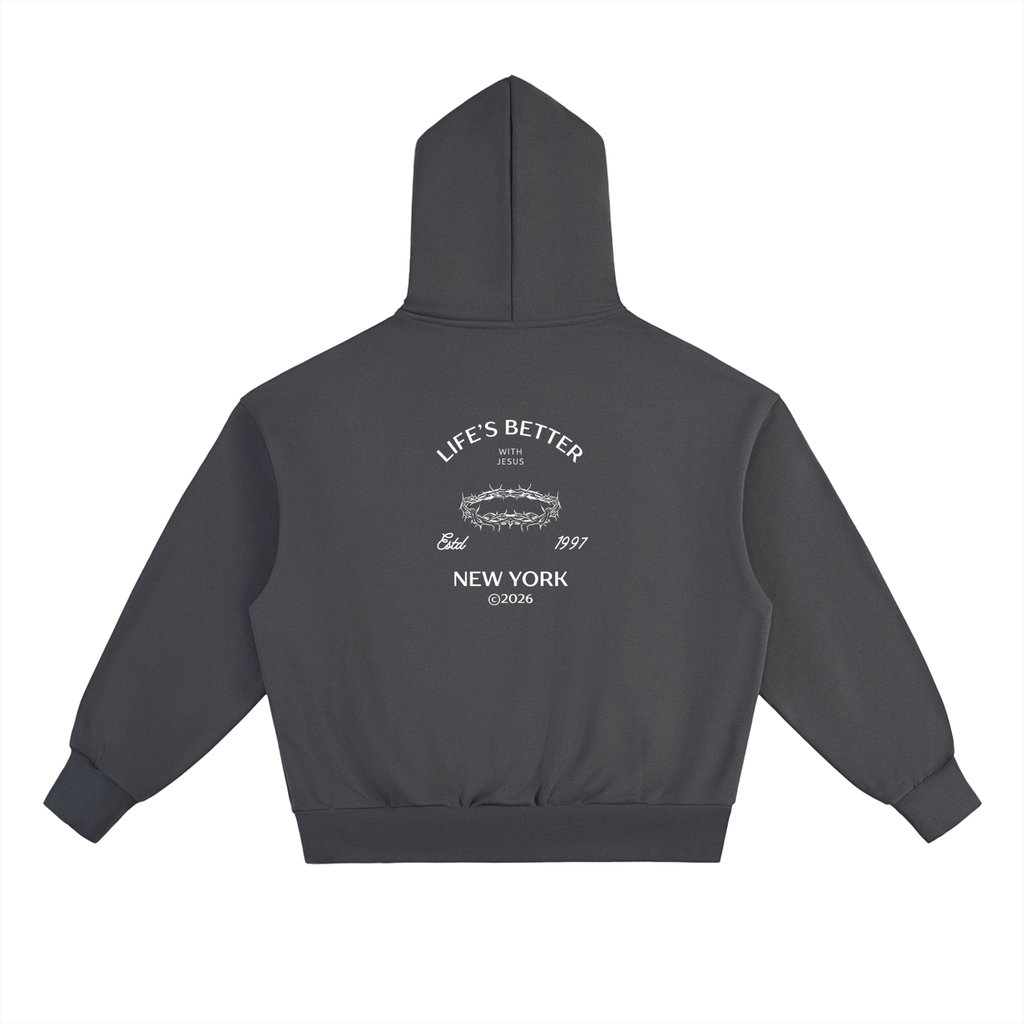 WOMENS BETTER WITH JESUS HEAVYWEIGHT HOODIE GRAY