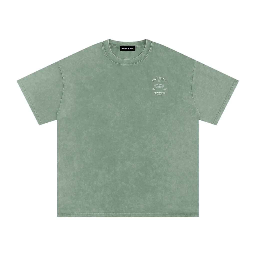 BETTER WITH JESUS WASHED T-SHIRT BEAN GREEN