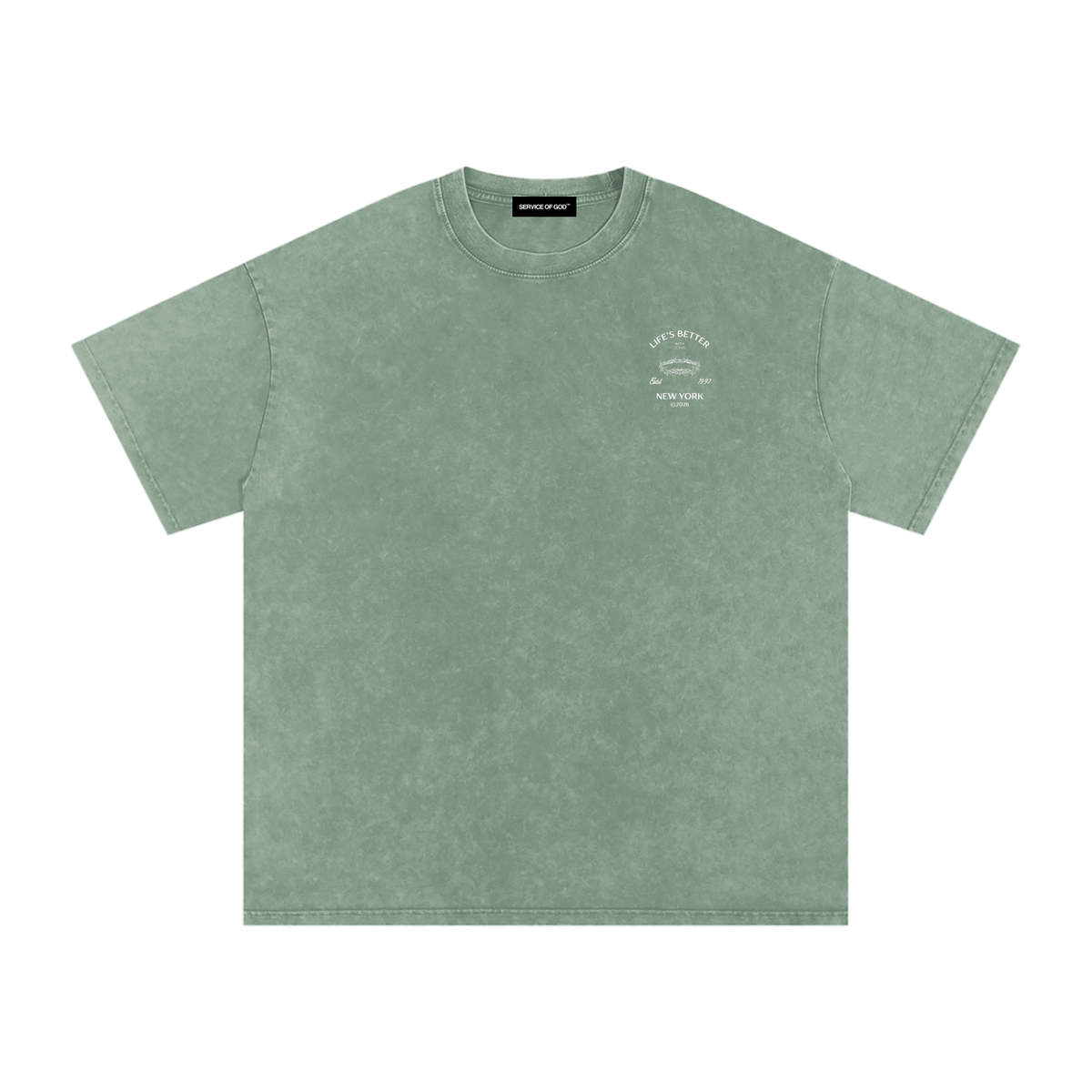 BETTER WITH JESUS WASHED T-SHIRT BEAN GREEN