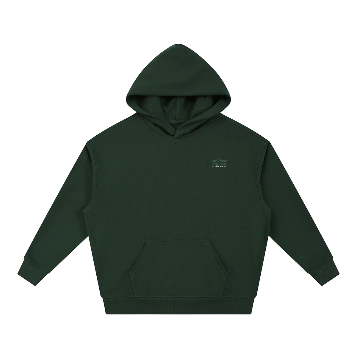 WOMENS LOVE YOUR NEIGHBOR DROP-SHOULDER HOODIE GREEN