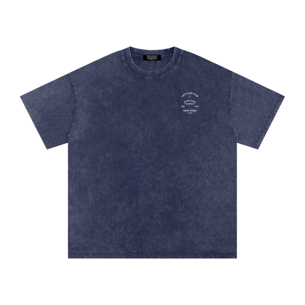 BETTER WITH JESUS  WASHED T-SHIRT ROYAL BLUE