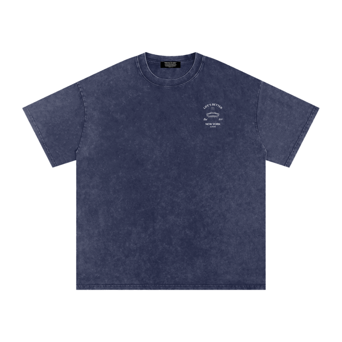 BETTER WITH JESUS  WASHED T-SHIRT ROYAL BLUE