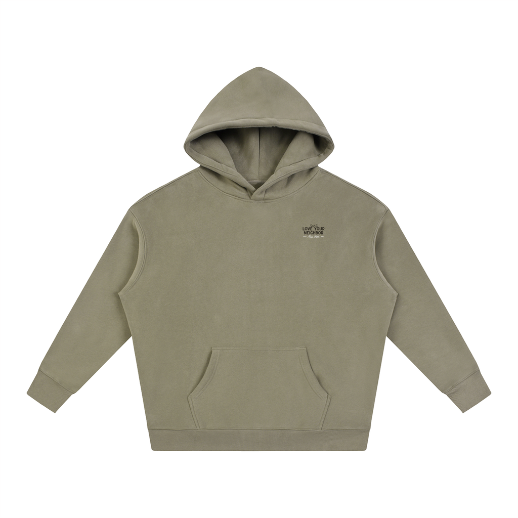 Love Your Neighbor Oversized Hoodie Gray Coffee
