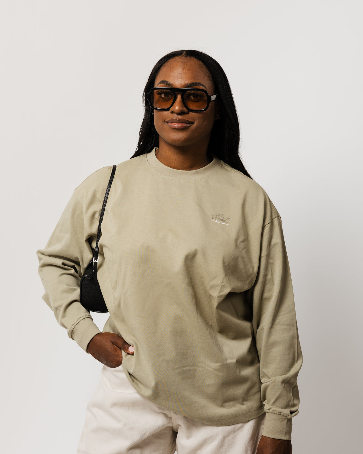 Love Your Neighbor Long-Sleeve Gray Green