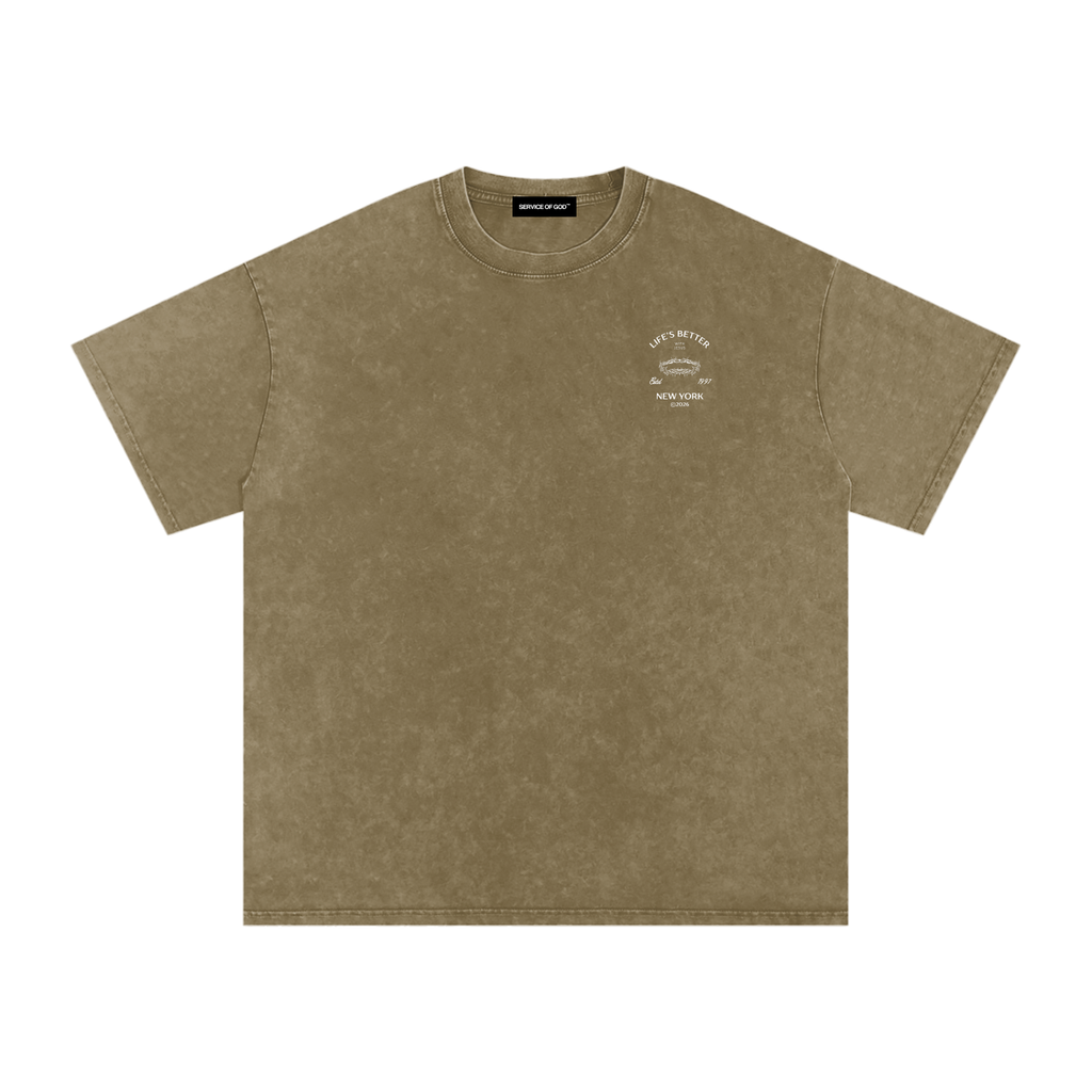 BETTER WITH JESUS WASHED T-SHIRT GRAY GREEN