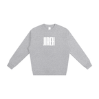 crewneck grey sweatshirt that says Jireh on it