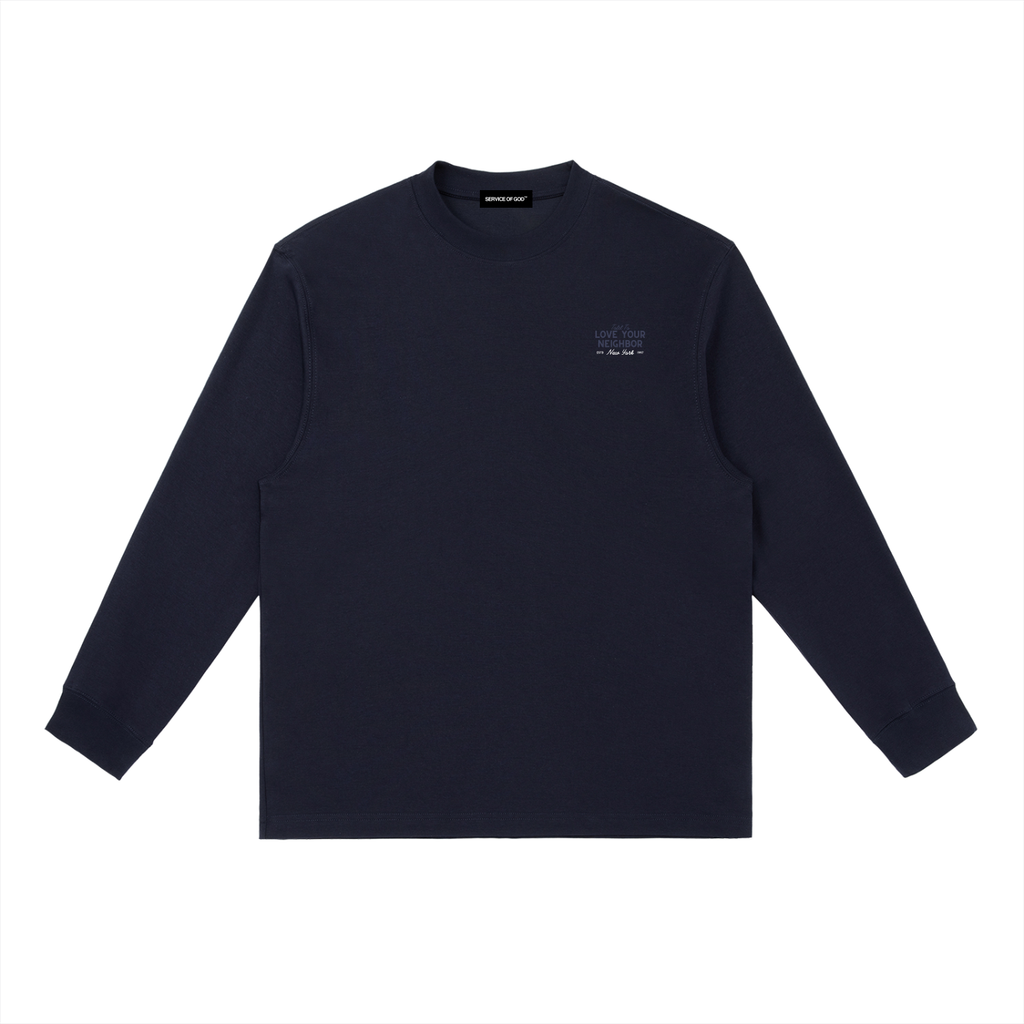 WOMENS LOVE YOUR NEIGHBOR LONG SLEEVE NAVY BLUE