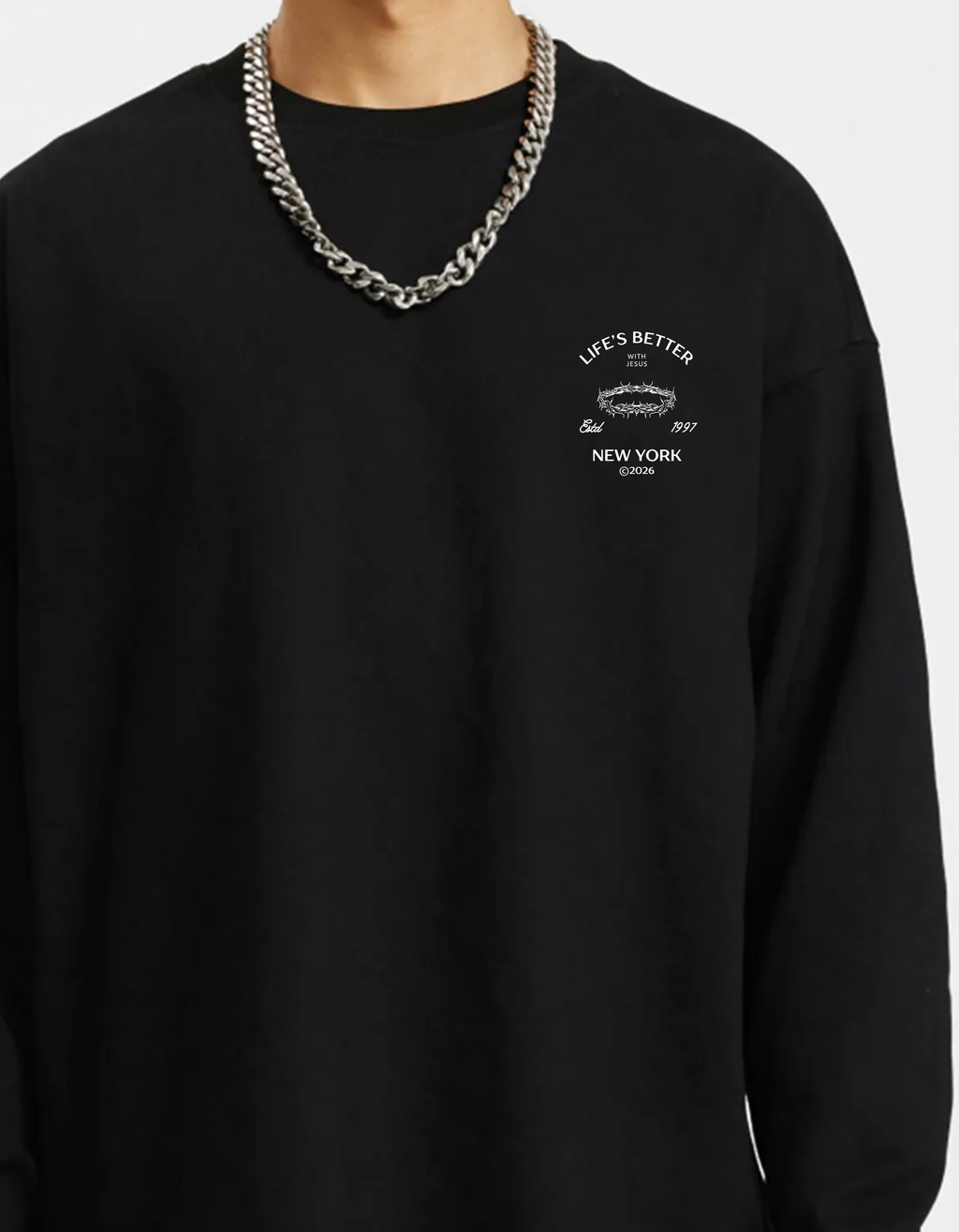 BETTER WITH JESUS LONG-SLEEVE BLACK