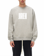 crewneck grey sweatshirt that says Jireh on it