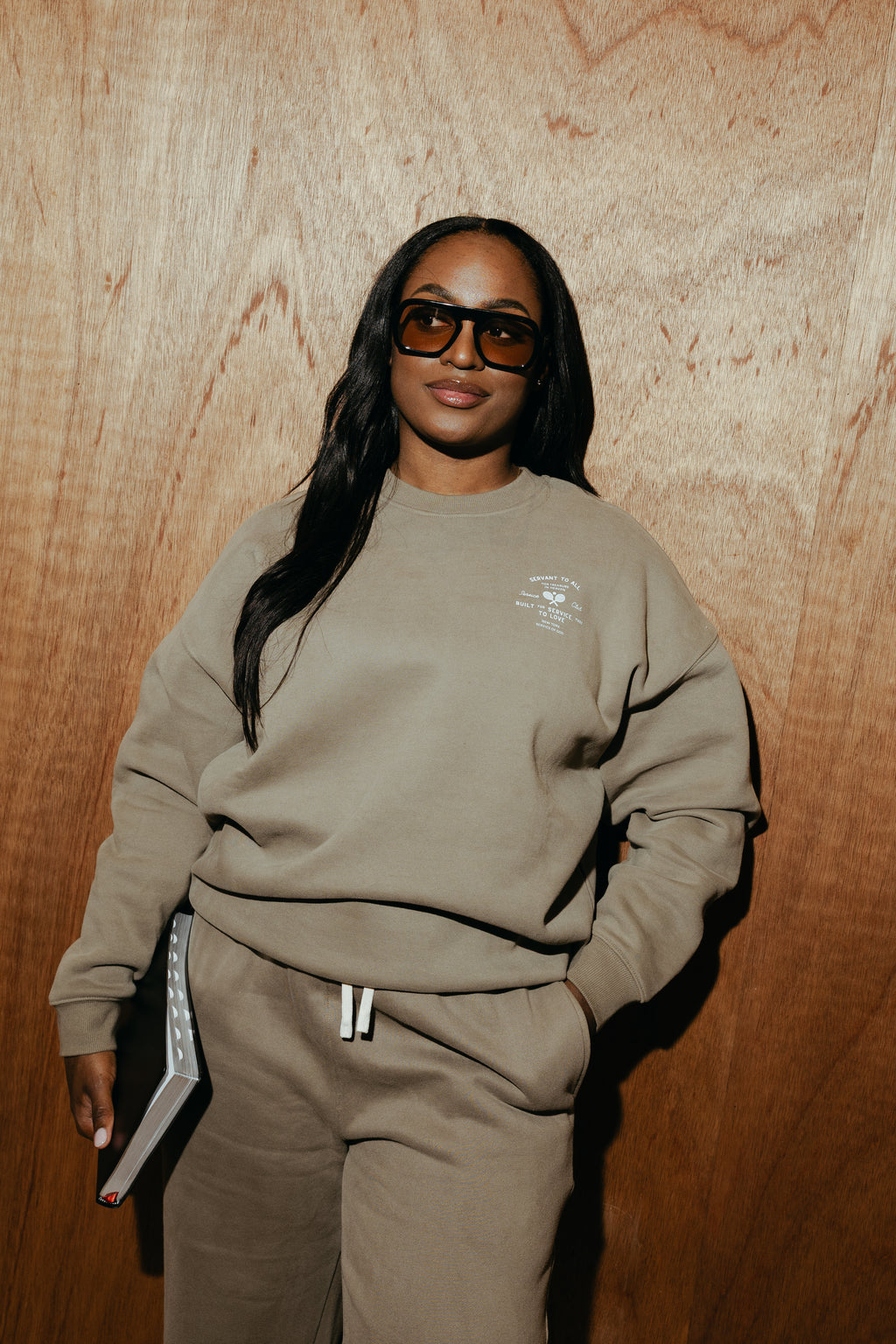WOMENS SERVANT FOR ALL CREWNECK SWEATSHIRT FLOWER GRAY