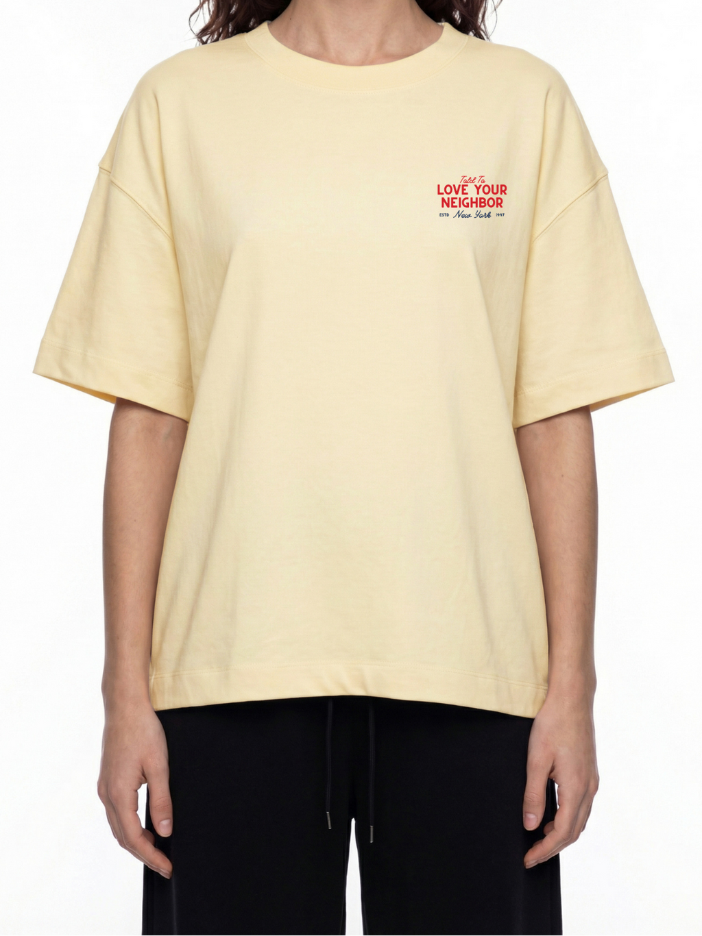 LOVE YOUR NEIGHBOR TEE BUTTER YELLOW