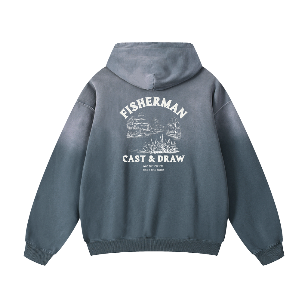 FISHERMAN HOODIE GRAY BLUE