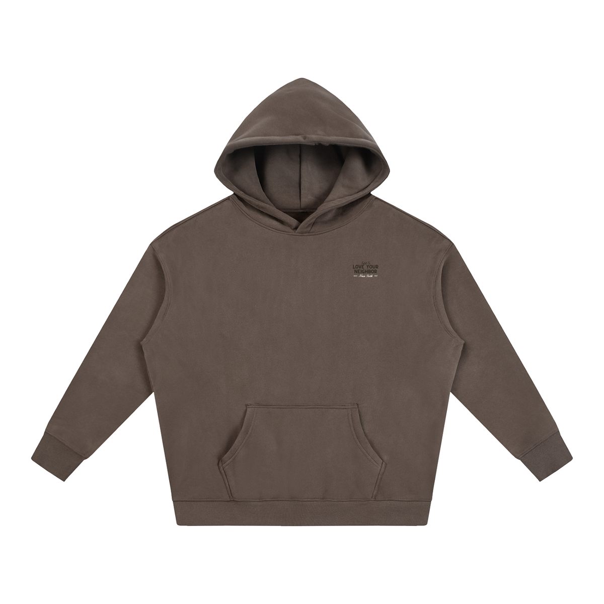 Love Your Neighbor Oversized Hoodie Dark Brown