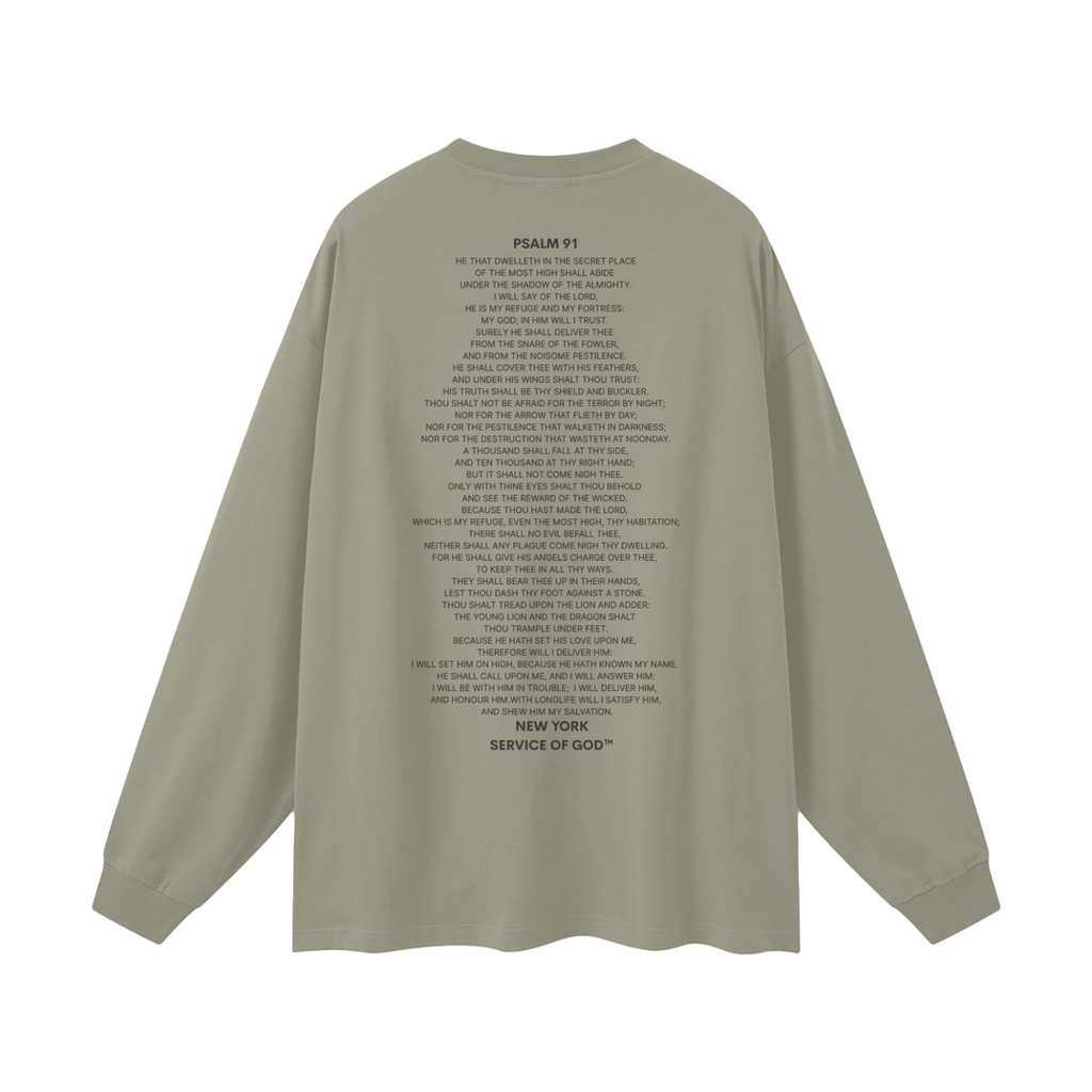 PSALM 91 LONG SLEEVE T-SHIRT OLIVE