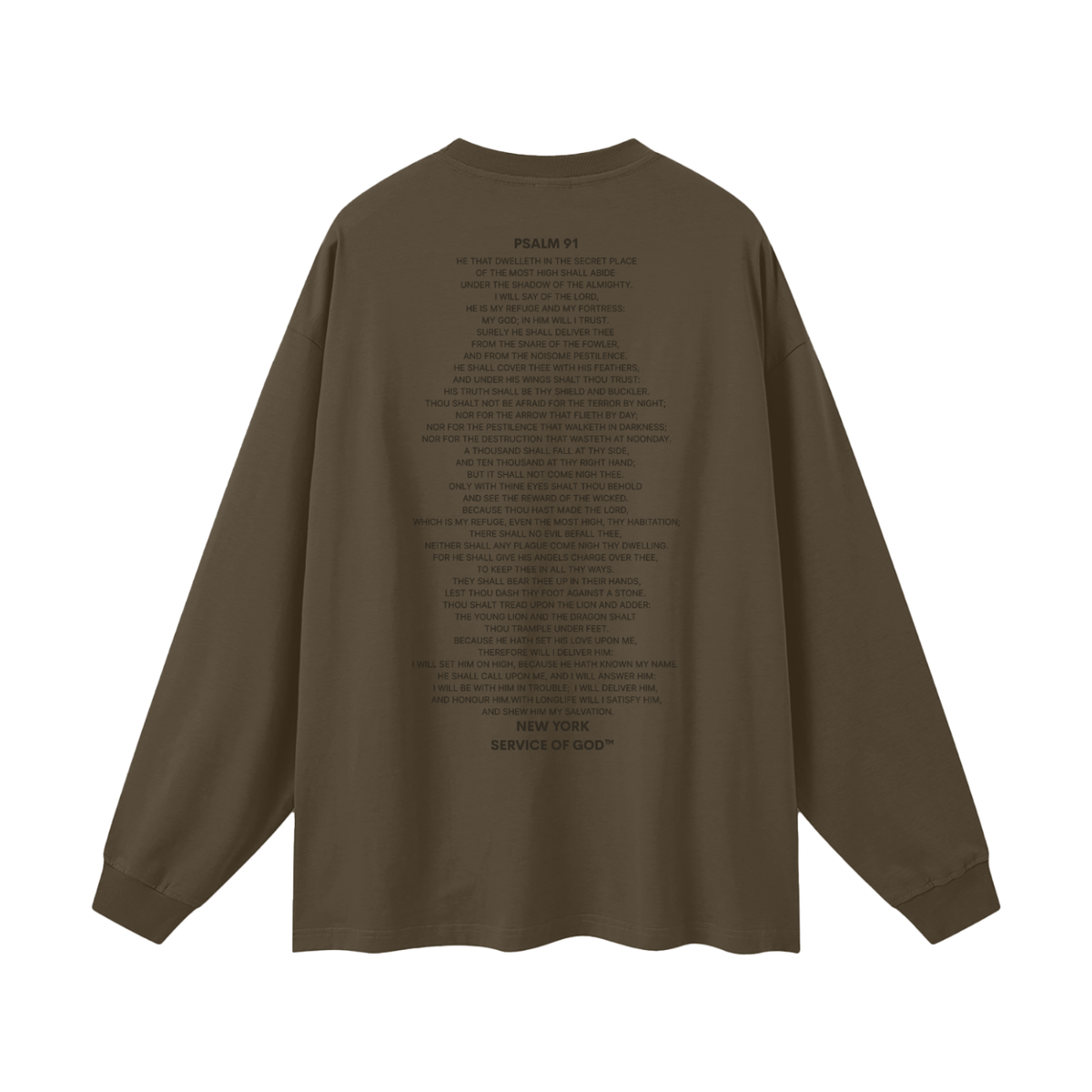 PSALM 91 LONG SLEEVE T-SHIRT BROWN