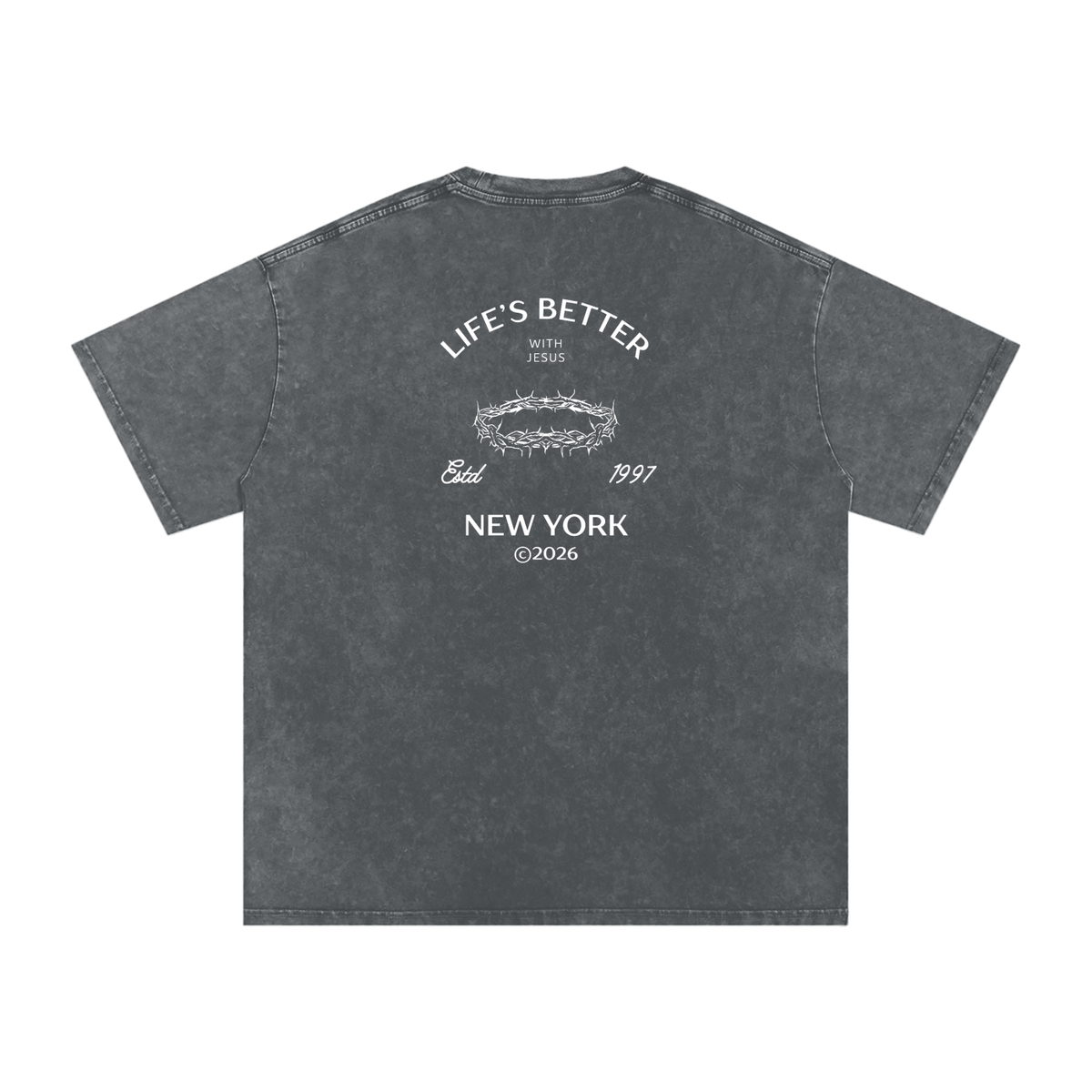 BETTER WITH JESUS WASHED T-SHIRT GRAY