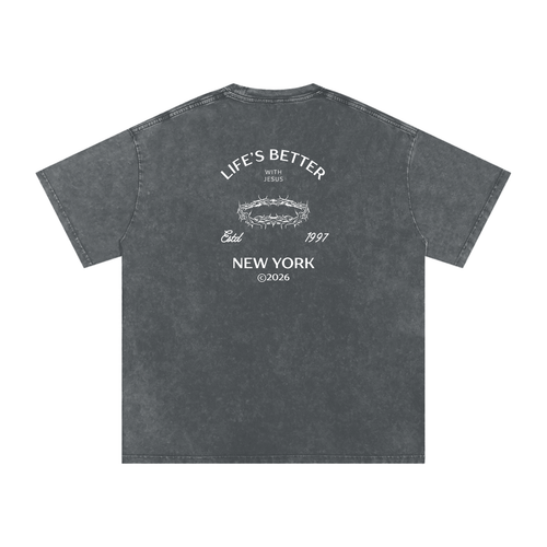BETTER WITH JESUS WASHED T-SHIRT GRAY