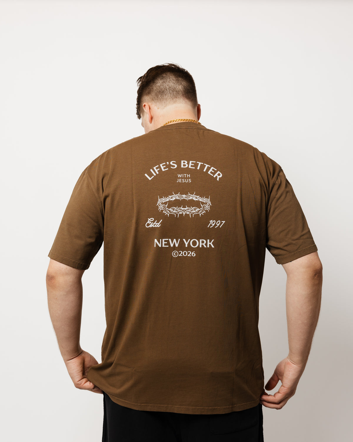 BETTER WITH JESUS T-SHIRT BROWN