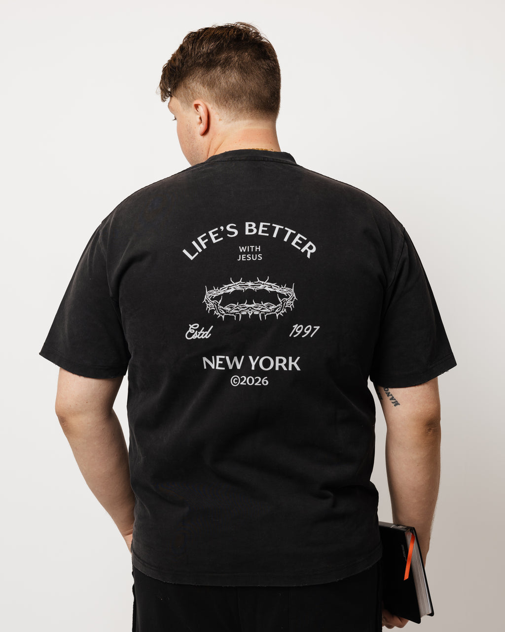 BETTER WITH JESUS VINTAGE DISTRESSED T-SHIRT BLACK