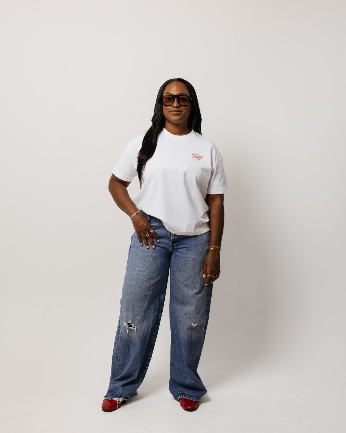 WOMENS LOVE YOUR NEIGHBOR TEE WHITE