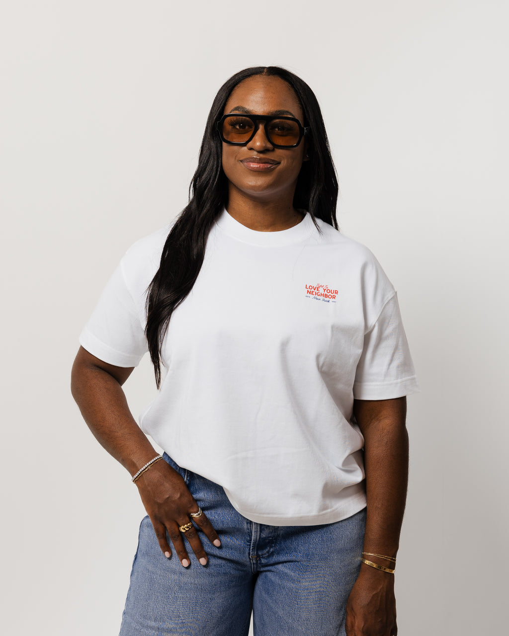 WOMENS LOVE YOUR NEIGHBOR TEE WHITE
