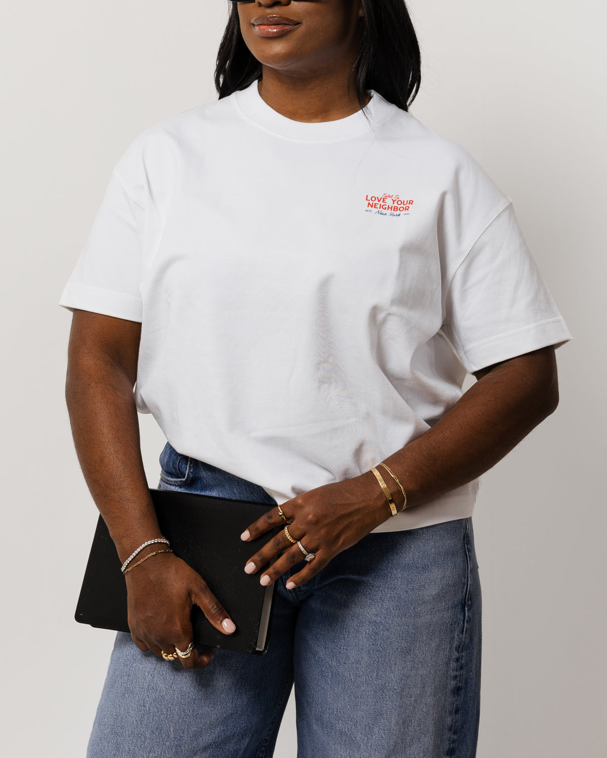 WOMENS LOVE YOUR NEIGHBOR TEE WHITE