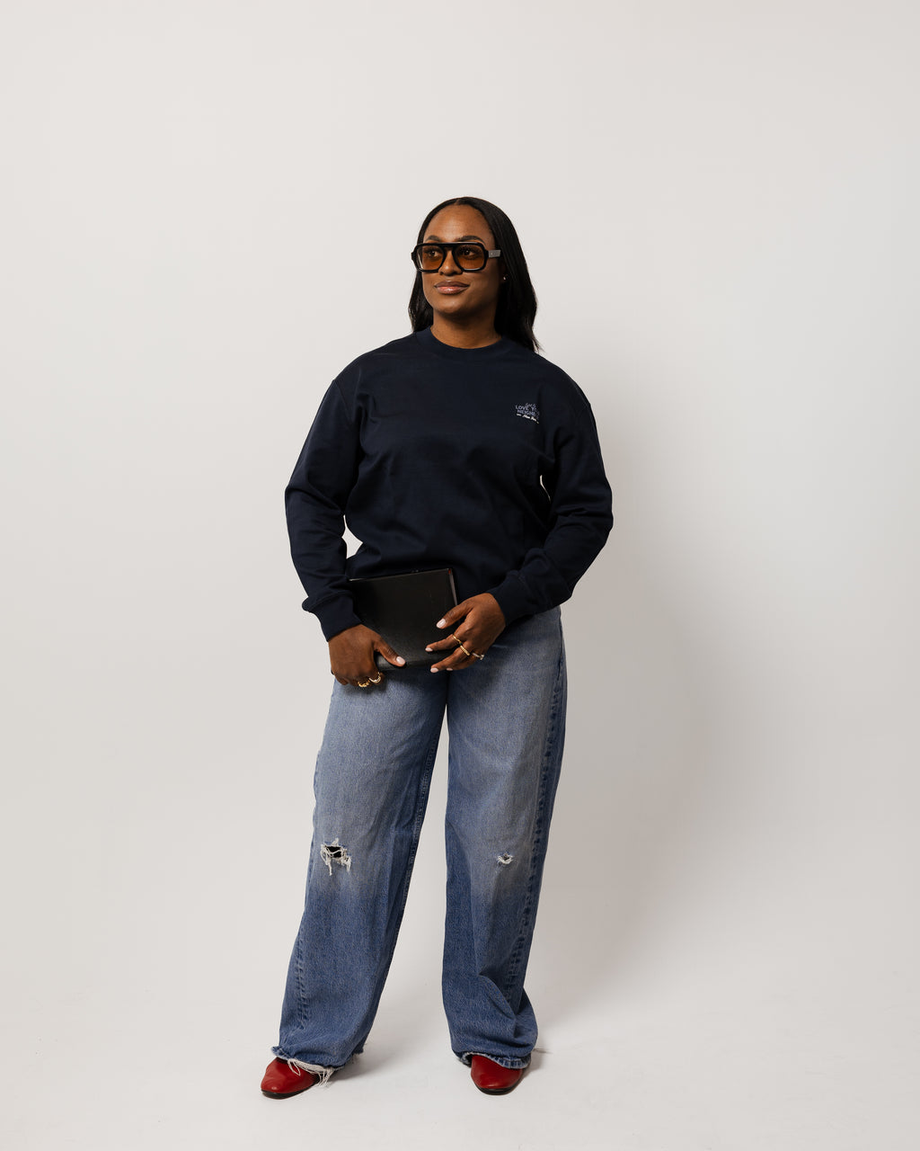 WOMENS LOVE YOUR NEIGHBOR LONG SLEEVE NAVY BLUE