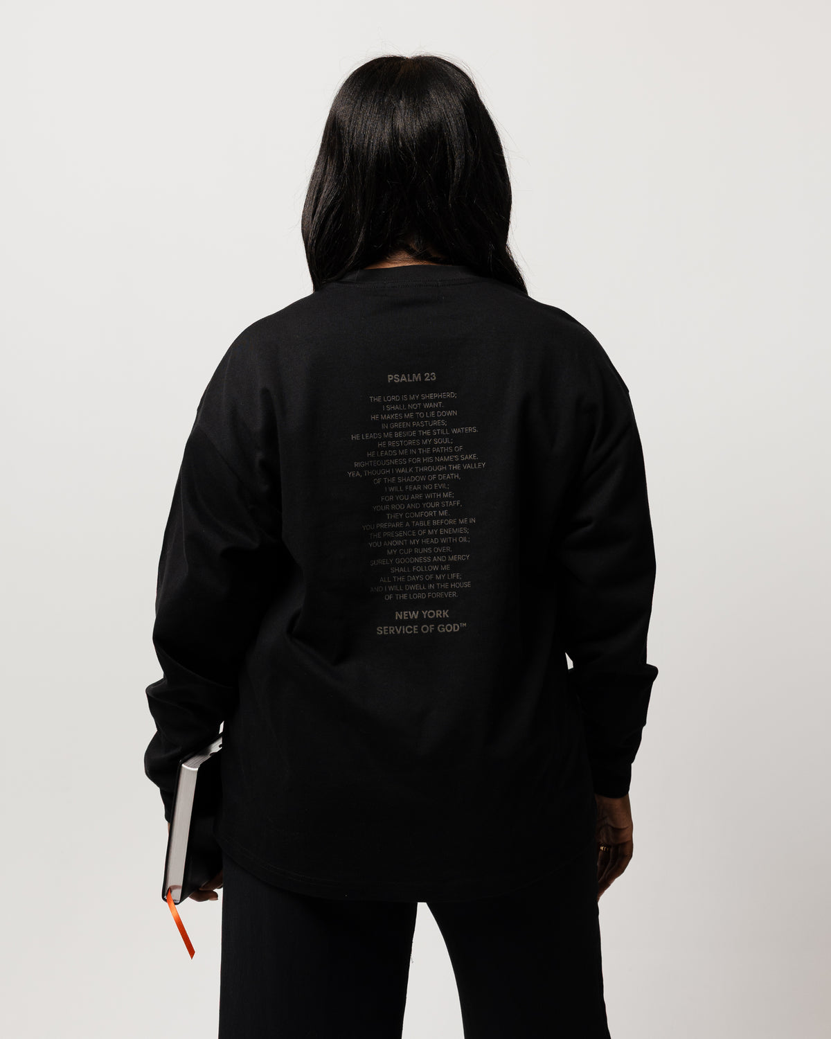 PSALM 23 LONG SLEEVE T-SHIRT BLACK
