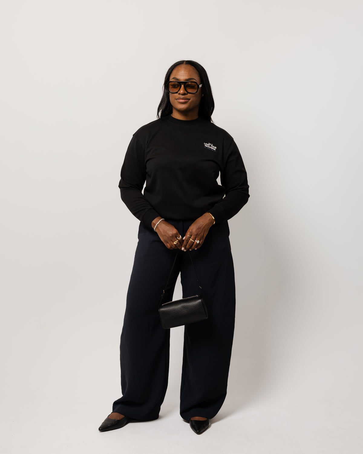 WOMENS LOVE YOUR NEIGHBOR LONG SLEEVE BLACK