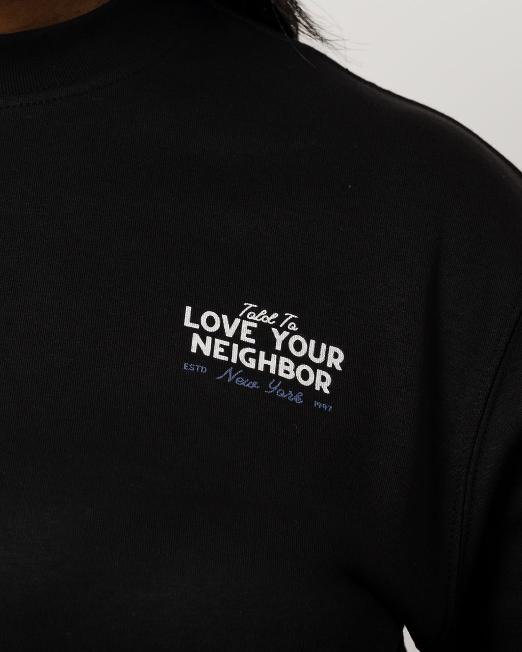 WOMENS LOVE YOUR NEIGHBOR LONG SLEEVE BLACK