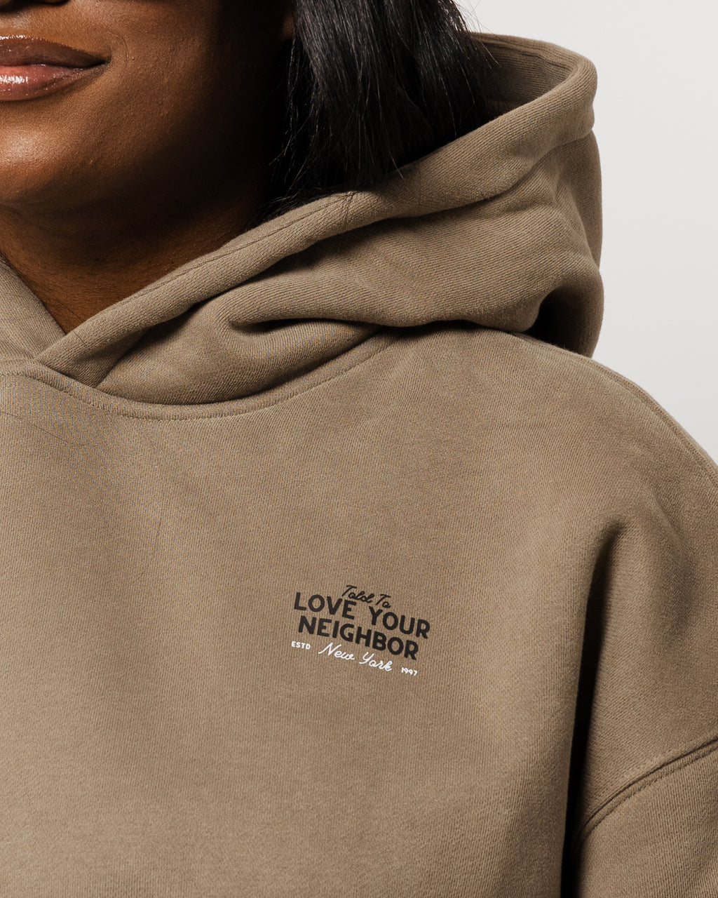 Love Your Neighbor Oversized Hoodie Light Gray