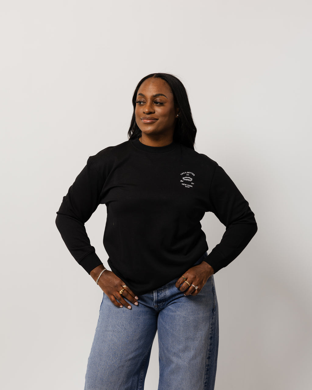 WOMENS BETTER WITH JESUS LONG SLEEVE BLACK