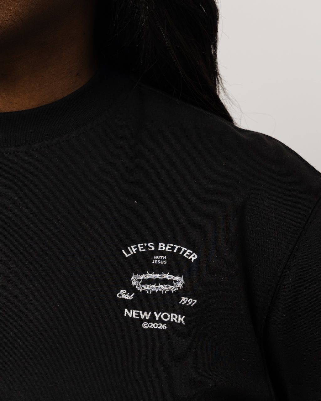 WOMENS BETTER WITH JESUS LONG SLEEVE BLACK