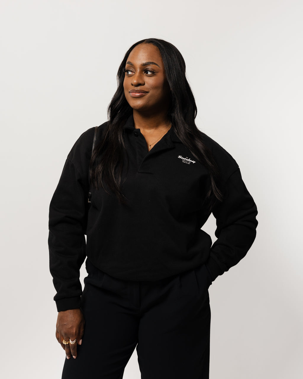 SUNDAY SERVICE CLUB POLO SWEATSHIRT BLACK