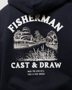 WOMENS FISHERMAN DROP-SHOULDER HOODIE NAVY