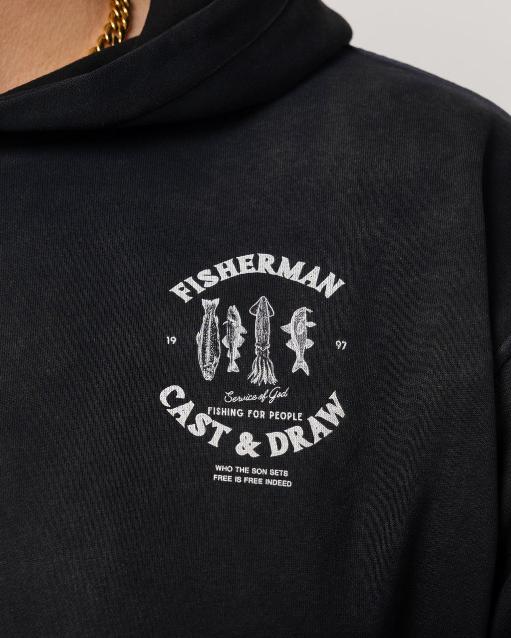 FISHERMAN HOODIE BLACK