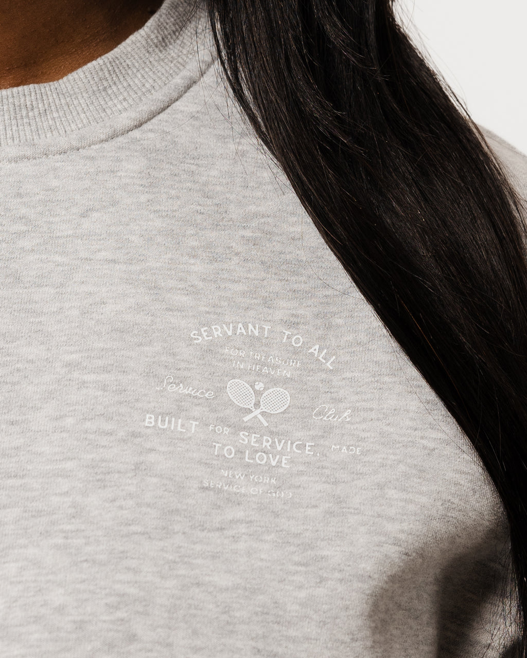 WOMENS SERVANT FOR ALL CREWNECK SWEATSHIRT FLOWER GRAY