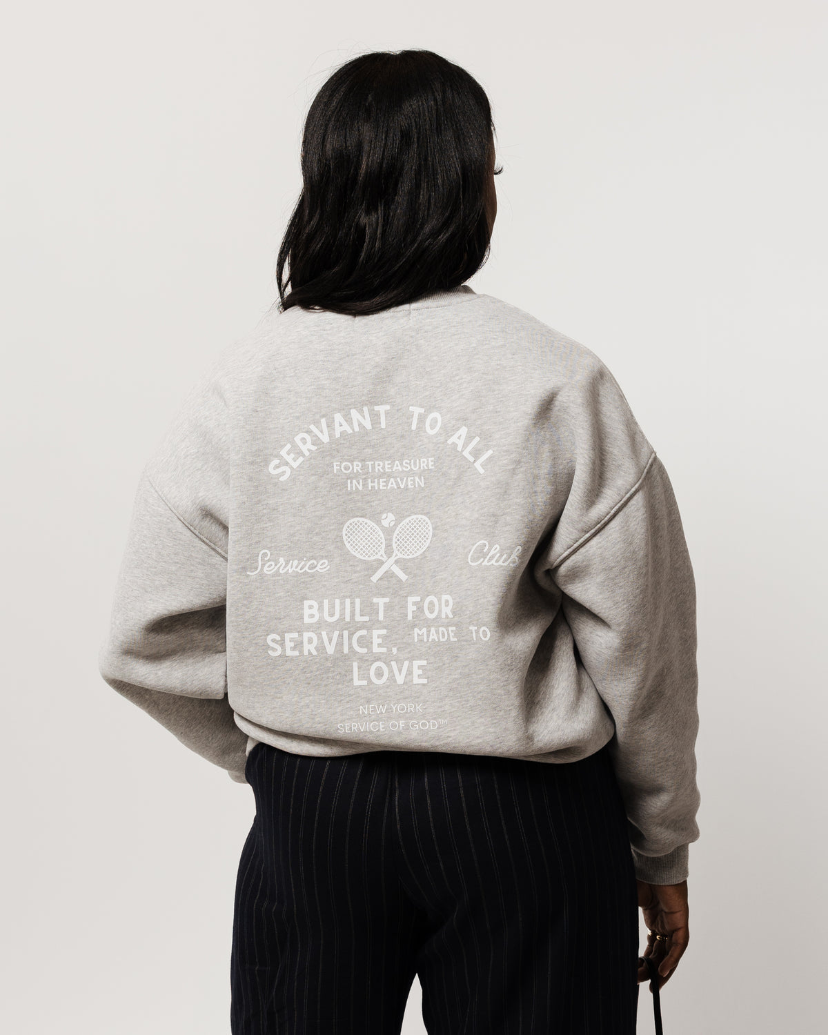 WOMENS SERVANT FOR ALL CREWNECK SWEATSHIRT FLOWER GRAY