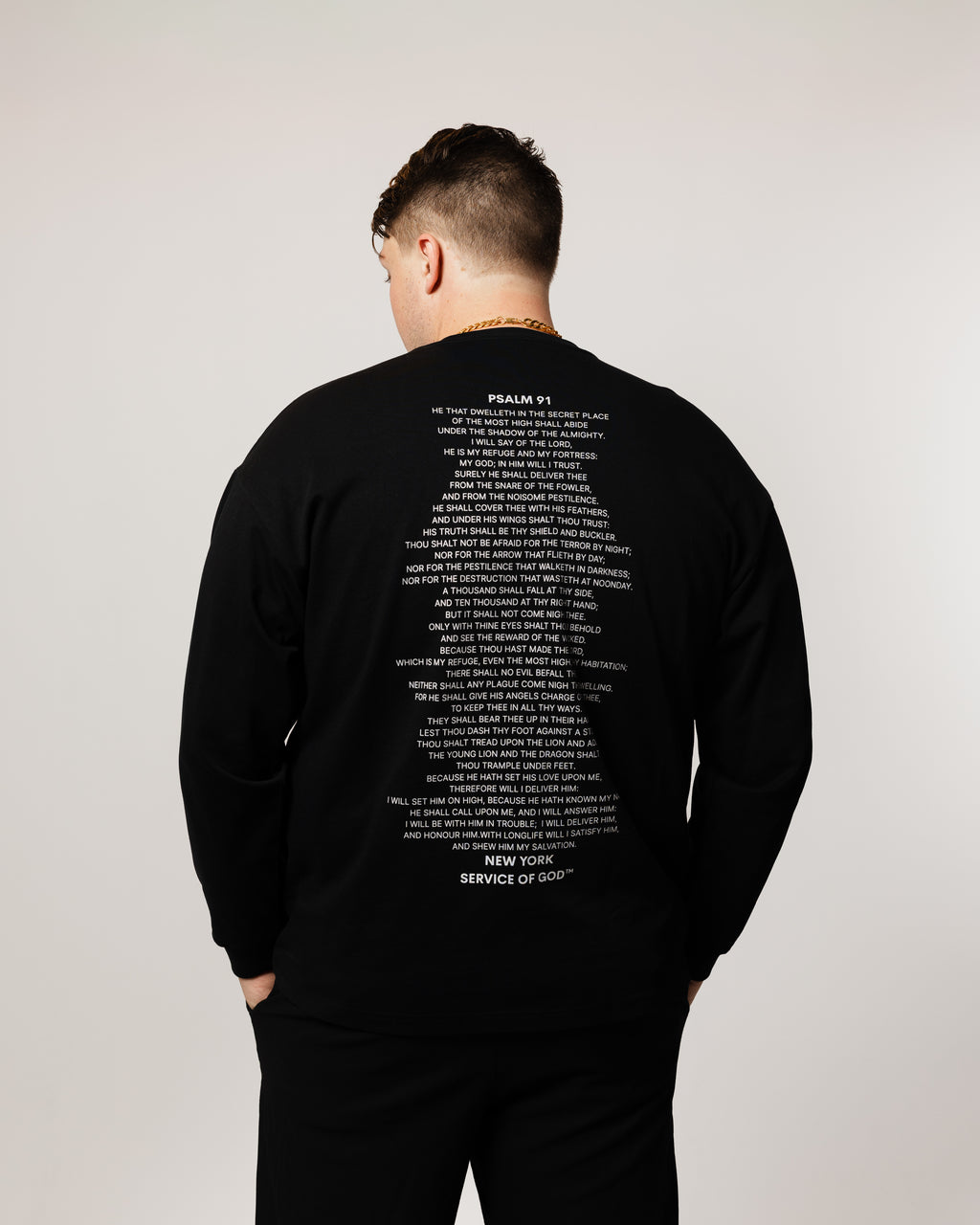 PSALM 91 LONG SLEEVE T-SHIRT BLACK