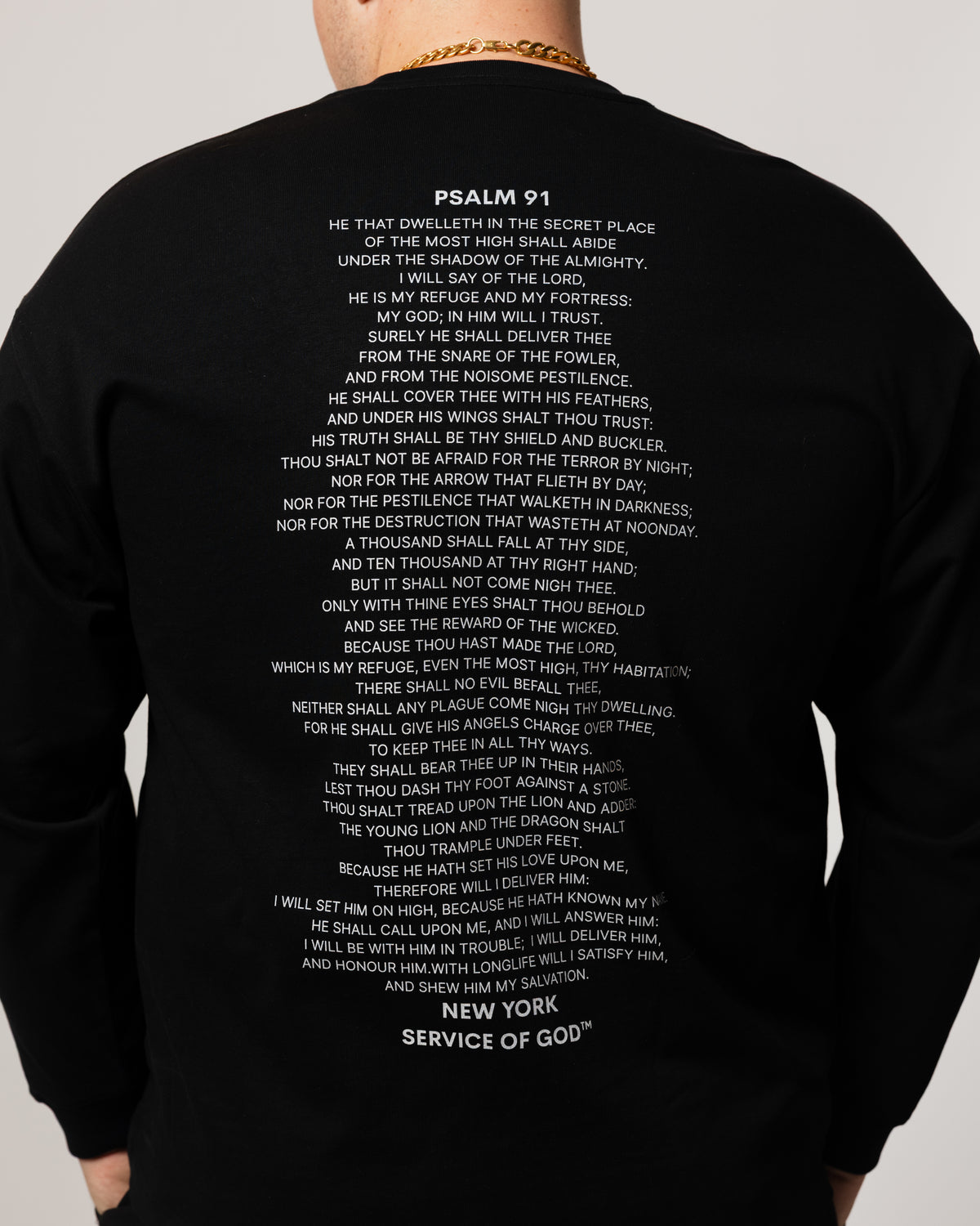 PSALM 91 LONG SLEEVE T-SHIRT BLACK